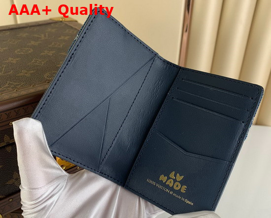 Louis Vuitton Pocket Organizer in Blue Monogram Denim and Navy Blue Taurillon Leather Replica