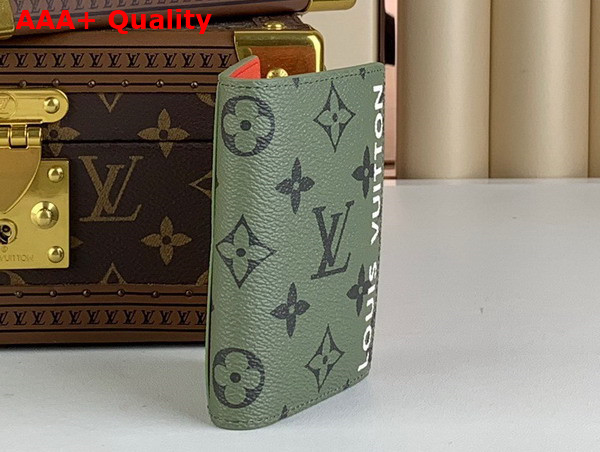 Louis Vuitton Pocket Organizer in Khaki Green and Vermillion Red Monogram Coated Canvas M82797 Replica