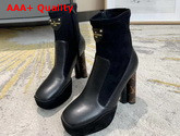 Louis Vuitton Podium Ankle Boot Black Stretch Suede Baby Goat Leather and Smooth Calf Leather 1A7U7S Replica