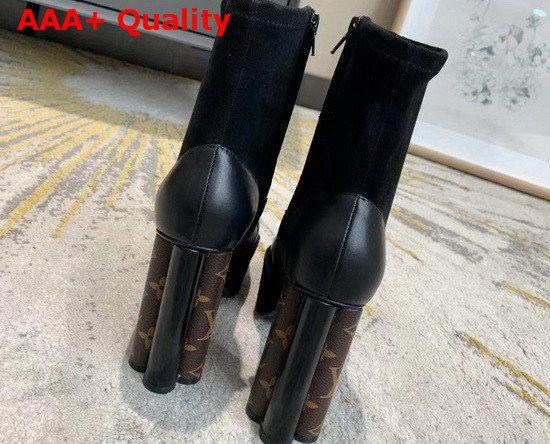 Louis Vuitton Podium Ankle Boot Black Stretch Suede Baby Goat Leather and Smooth Calf Leather 1A7U7S Replica