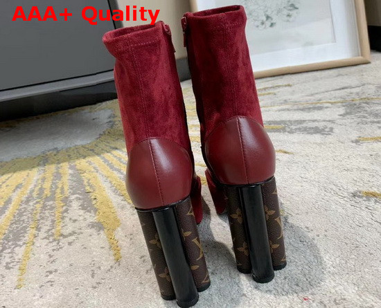 Louis Vuitton Podium Ankle Boot Bordeaux Red Stretch Suede Baby Goat Leather and Smooth Calf Leather Replica