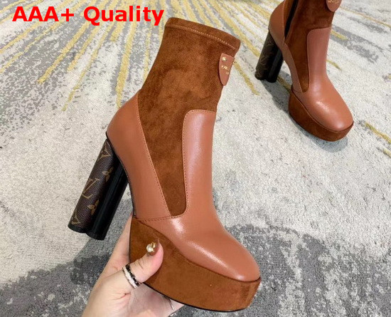 Louis Vuitton Podium Ankle Boot Brown Stretch Suede Baby Goat Leather and Smooth Calf Leather Replica