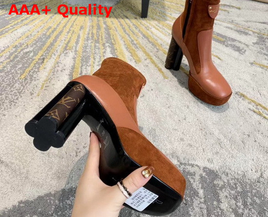 Louis Vuitton Podium Ankle Boot Brown Stretch Suede Baby Goat Leather and Smooth Calf Leather Replica