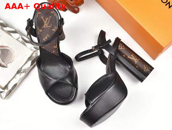 Louis Vuitton Podium Platform Sandal in Black Calf Leather and Patent Monogram Canvas 1A8NZD Replica