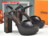 Louis Vuitton Podium Platform Sandal in Black Calf Leather and Patent Monogram Canvas 1A8NZD Replica