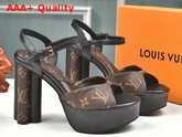 Louis Vuitton Podium Platform Sandal in Monogram Canvas and Black Calf Leather Replica