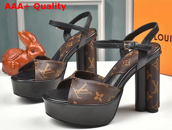 Louis Vuitton Podium Platform Sandal in Monogram Canvas and Black Calf Leather Replica