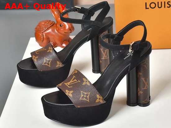 Louis Vuitton Podium Sandal Monogram Canvas and Black Calf Leather Replica