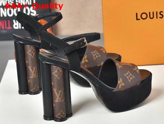 Louis Vuitton Podium Sandal Monogram Canvas and Black Calf Leather Replica