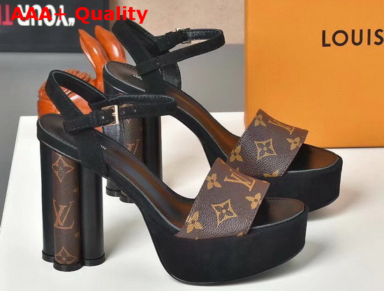 Louis Vuitton Podium Sandal Monogram Canvas and Black Calf Leather Replica