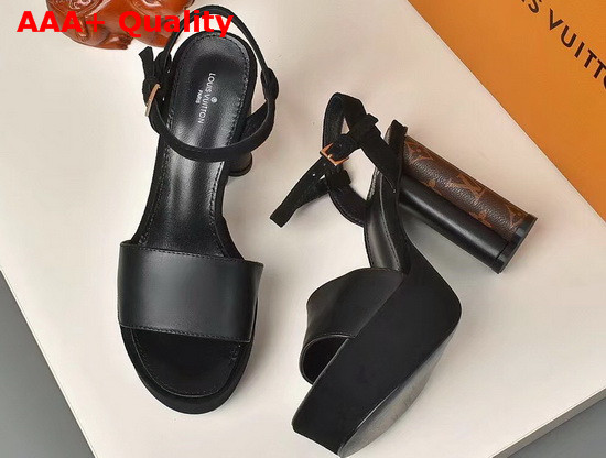 Louis Vuitton Podium Sandal in Black Suede Baby Goat Leather and Monogram Canvas 1A7U6Y Replica