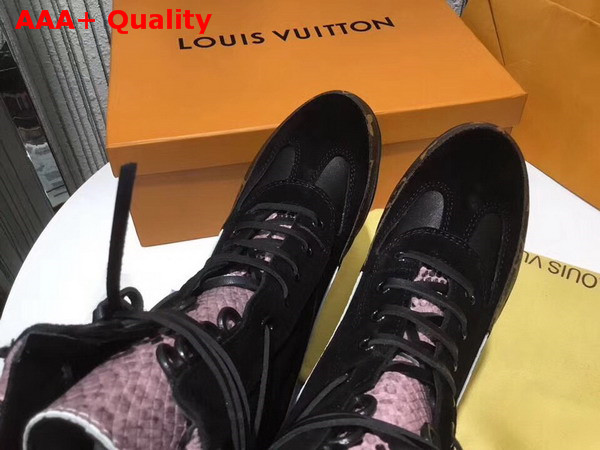 Louis Vuitton Pokerface Platform Desert Boot Black Suede Calf Leather and Pink Python Replica