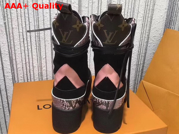 Louis Vuitton Pokerface Platform Desert Boot Black Suede Calf Leather and Pink Python Replica