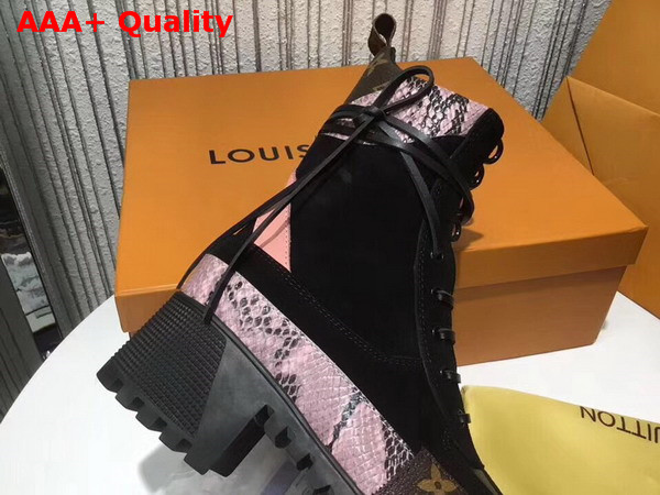 Louis Vuitton Pokerface Platform Desert Boot Black Suede Calf Leather and Pink Python Replica