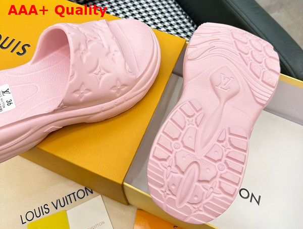 Louis Vuitton Pool 55 Flat Comfort Mule in Pink Monogram Embossed Rubber 1AAE70 Replica