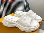 Louis Vuitton Pool 55 Flat Comfort Mule in White Monogram Embossed Rubber 1AB3FQ Replica