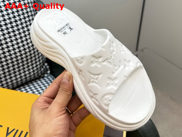 Louis Vuitton Pool 55 Flat Comfort Mule in White Monogram Embossed Rubber 1AB3FQ Replica