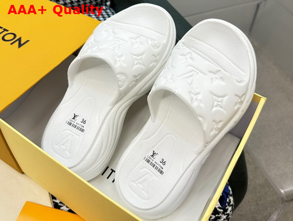 Louis Vuitton Pool 55 Flat Comfort Mule in White Monogram Embossed Rubber 1AB3FQ Replica