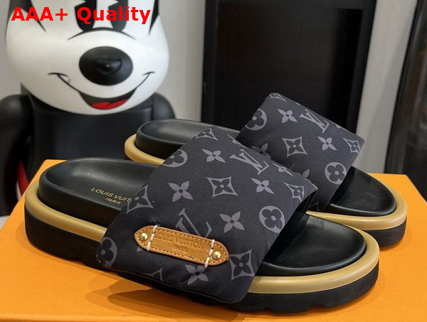 Louis Vuitton Pool Pillow Flat Comfort Mule Black Monogram Nylon Replica