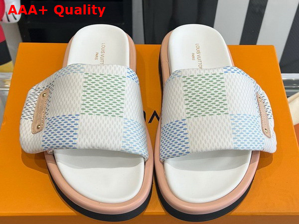 Louis Vuitton Pool Pillow Flat Comfort Mule Bleu Clair Damier Golf Nylon 1ACTWN Replica