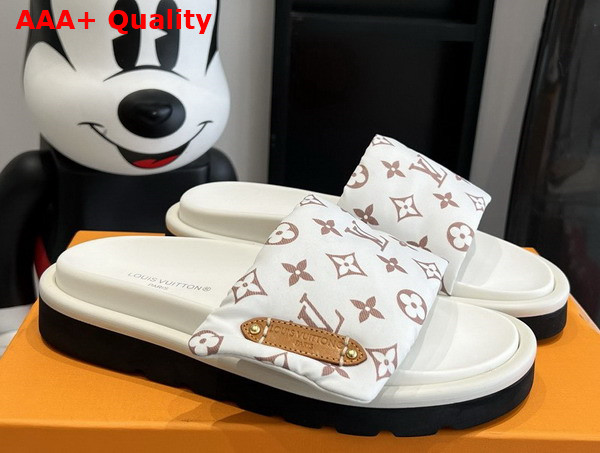 Louis Vuitton Pool Pillow Flat Comfort Mule in Beige Monogram Nylon 1ACJZA Replica