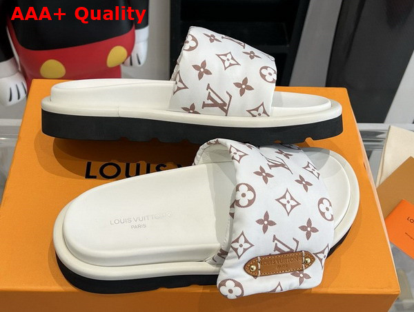 Louis Vuitton Pool Pillow Flat Comfort Mule in Beige Monogram Nylon 1ACJZA Replica