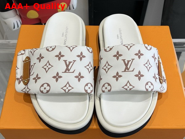 Louis Vuitton Pool Pillow Flat Comfort Mule in Beige Monogram Nylon 1ACJZA Replica