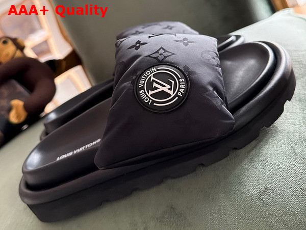 Louis Vuitton Pool Pillow Flat Comfort Mule in Black Monogram Nylon Replica