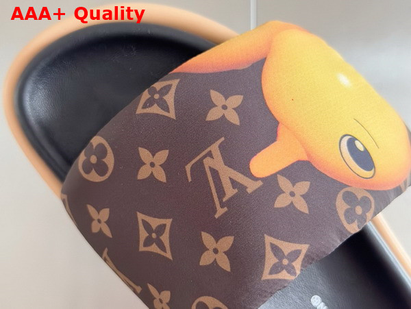 Louis Vuitton Pool Pillow Flat Comfort Mule in Brown Monogram Nylon Printed with Colorful Animal Characters 1AD3AQ Replica