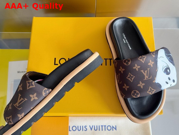 Louis Vuitton Pool Pillow Flat Comfort Mule in Brown Monogram Nylon Printed with Cute Animal Characters 1AD3AZ Replica