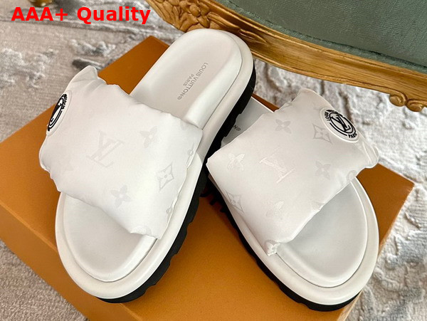 Louis Vuitton Pool Pillow Flat Comfort Mule in White Monogram Nylon Replica