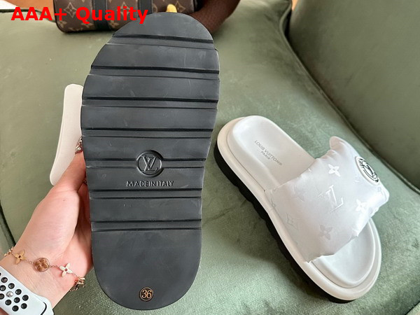 Louis Vuitton Pool Pillow Flat Comfort Mule in White Monogram Nylon Replica