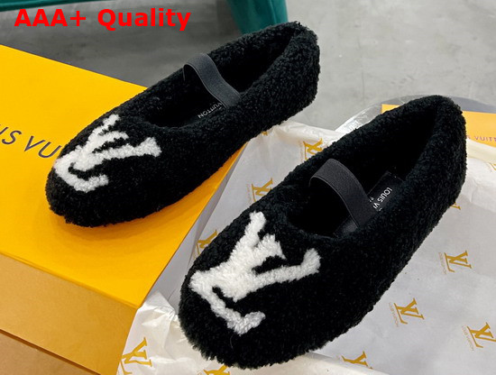 Louis Vuitton Popi Flat Ballerina Black Shearling 1A9C8A Replica