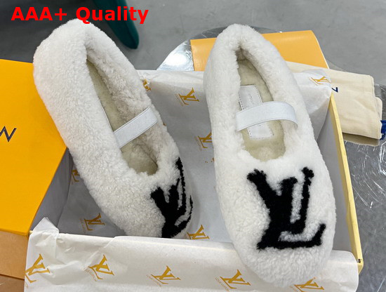 Louis Vuitton Popi Flat Ballerina White Shearling Replica