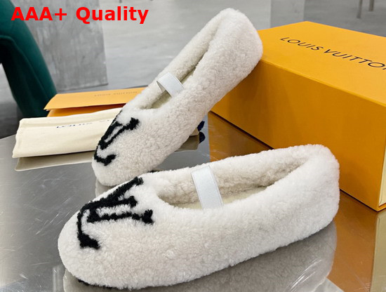 Louis Vuitton Popi Flat Ballerina White Shearling Replica