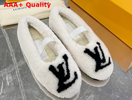 Louis Vuitton Popi Flat Ballerina White Shearling Replica