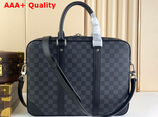 Louis Vuitton Porte Documents Voyage PM Damier Graphite Coated Canvas N40445 Replica