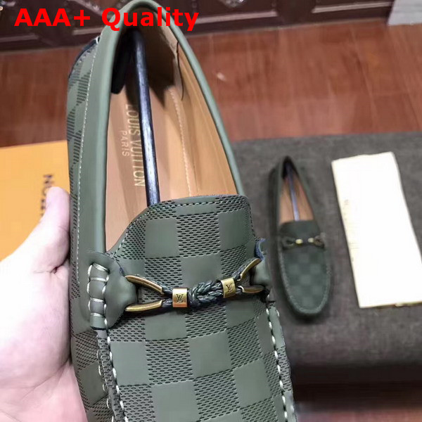 Louis Vuitton Raspail Moccasin Dark Green Damier Embossed Calfskin Replica