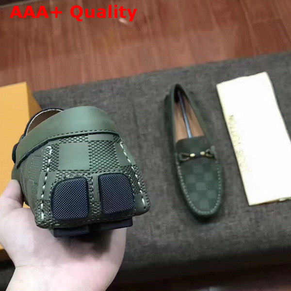 Louis Vuitton Raspail Moccasin Dark Green Damier Embossed Calfskin Replica