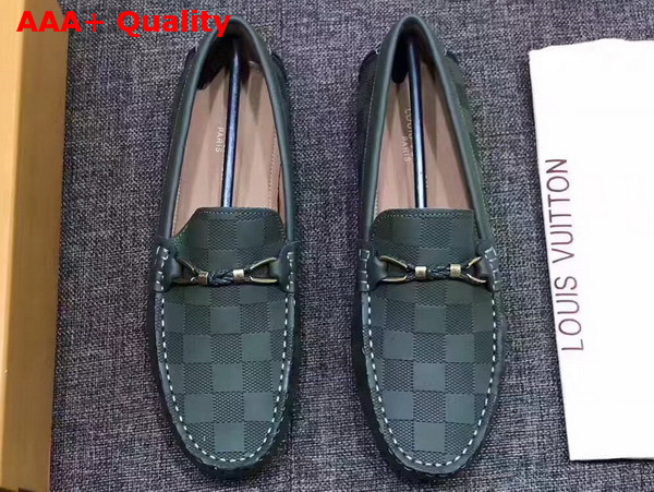 Louis Vuitton Raspail Moccasin Dark Green Damier Embossed Calfskin Replica