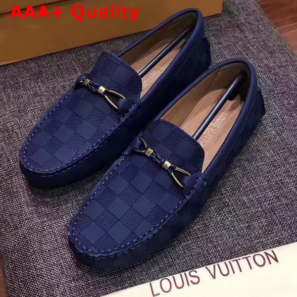 Louis Vuitton Raspail Moccasin Navy Blue Damier Embossed Calfskin Replica