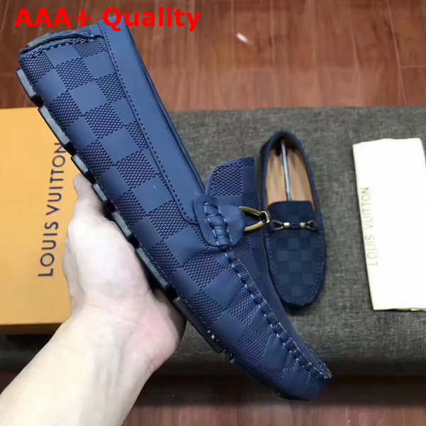 Louis Vuitton Raspail Moccasin Navy Blue Damier Embossed Calfskin Replica