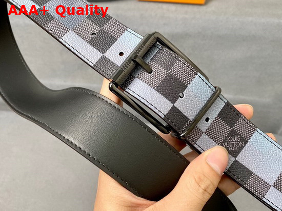 Louis Vuitton Reversible Belt Damier Graphite 3D Canvas and Calf Lather Gray and Black Replica