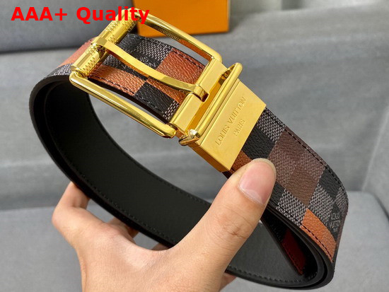 Louis Vuitton Reversible Belt Damier Graphite 3D Canvas and Calf Lather Orange and Black Replica