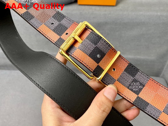 Louis Vuitton Reversible Belt Damier Graphite 3D Canvas and Calf Lather Orange and Black Replica