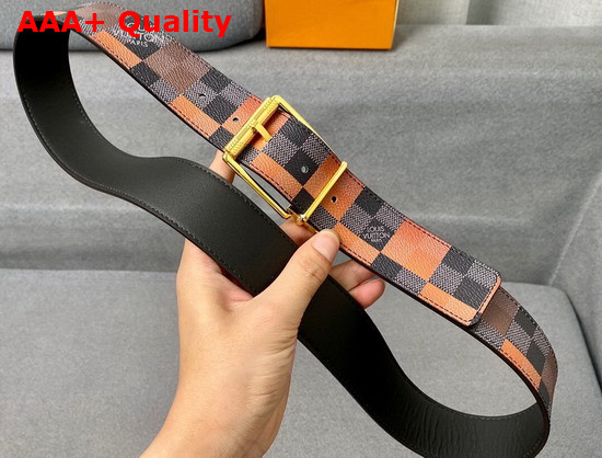 Louis Vuitton Reversible Belt Damier Graphite 3D Canvas and Calf Lather Orange and Black Replica