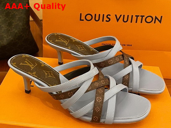 Louis Vuitton Revival Mule Blue Calf Leather and Nano Monogram Canvas 1A8GMO Replica