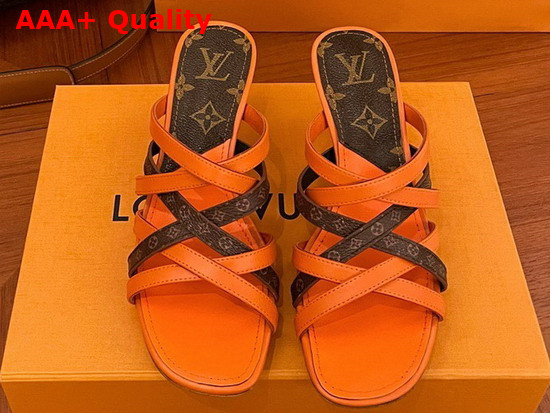 Louis Vuitton Revival Mule Orange Calf Leather and Nano Monogram Canvas 1A8GMU Replica