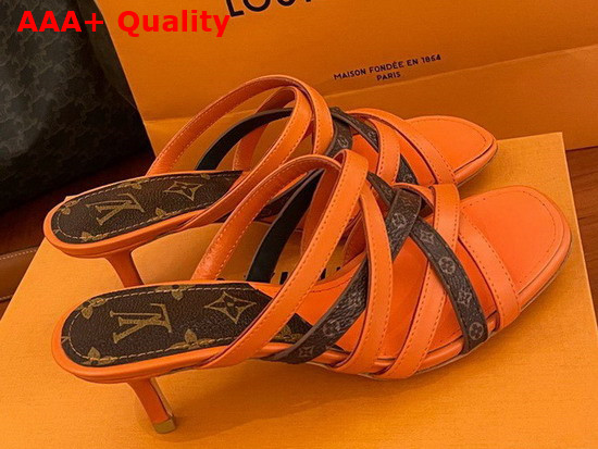 Louis Vuitton Revival Mule Orange Calf Leather and Nano Monogram Canvas 1A8GMU Replica