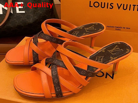 Louis Vuitton Revival Mule Orange Calf Leather and Nano Monogram Canvas 1A8GMU Replica